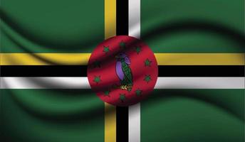Dominica desenho realista de bandeira ondulante vetor