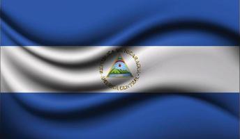 desenho realista de bandeira de ondulação da Nicarágua vetor