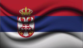 desenho de bandeira de ondulação realista sérvia vetor