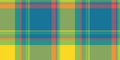 Reino Unido tartan Verifica têxtil, turquesa fundo vetor tecido. francês padronizar textura desatado xadrez dentro ciano e amarelo cores.