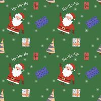 padrão sem emenda com Papai Noel, caixas de presente e árvores de Natal. cores brilhantes, estilo doodle. vetor