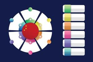 bandeira da china com design infográfico incorporada com formato redondo dividido vetor