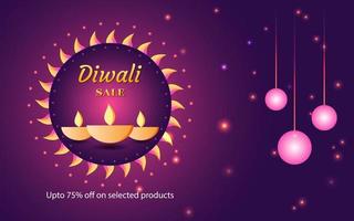 happy diwali - banner colorido de vendas de diwali, ilustração vetorial de banner feliz de vendas de diwali, vetor