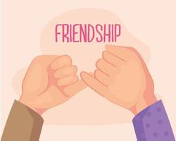 cartão de amizade com mãos fazendo promessa vetor