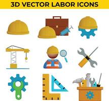 conjunto do 3d vetor ícones relacionado para trabalho, construção, trabalho dia, renovação
