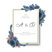 Aquarela floral com borda de quadro de texto, exuberante aquarelle flores pintados à mão isolado no fundo branco. Design de flores decoração para cartão, salvar a data, cartões de convite de casamento, cartaz, banner. vetor