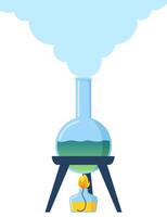 teste tubo é aquecido sobre a fogo do uma espírito lâmpada, uma queimador. química, científico laboratório experimentar. combustão processo, aquecimento. evaporação processo. vetor ilustração.