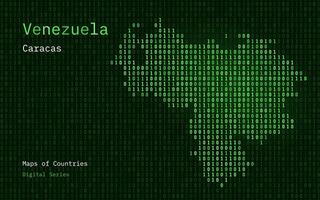 Venezuela mapa mostrando dentro binário código padronizar. tsmc. azul matriz números, zero, um. mundo países vetor mapas. digital Series