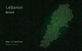Líbano mapa mostrando dentro binário código padronizar. tsmc. azul matriz números, zero, um. mundo países vetor mapas. digital Series