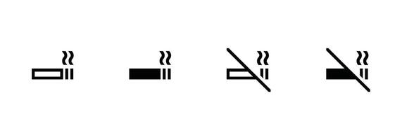 fumar área e não fumar área. fumar, não fumar ícone placa símbolo Projeto. vetor