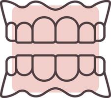 dentadura linha forma cores ícone vetor