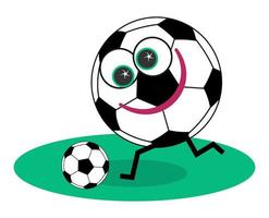 uma bola de futebol de desenho animado jogando futebol vetor