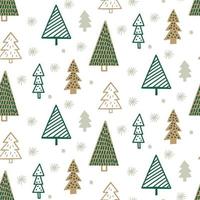 temporada de inverno fofo férias infantil padrão sem emenda com doodle de árvore de Natal desenhada de mão minimalista escandinava. lindo ano novo crianças design de fundo ingênuo, impressão têxtil vetor