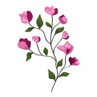 ramo de flores rosa com folhas vetor
