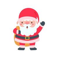Papai Noel dos desenhos animados com chapéu de malha vermelho para decorar cartões de natal vetor