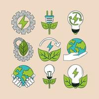 ícones de energia renovável vetor