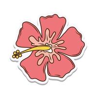 adesivo de flor de hibisco vetor