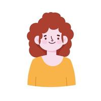 desenho animado mulher feminina personagem cabelo encaracolado ícone isolado estilo vetor