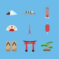 nove ícones da cultura do Japão vetor