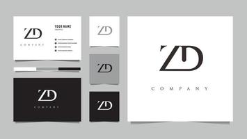 logotipo zd inicial e cartão de visita vetor