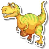 Adesivo de personagem de desenho animado de dinossauro tiranossauro vetor