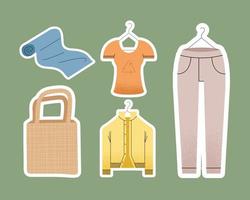 roupa ecológica cinco produtos vetor