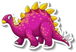 Adesivo de personagem de desenho animado de dinossauro estegossauro vetor