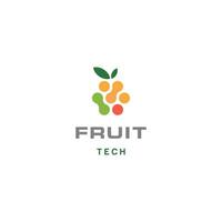 saboroso fruta Comida bagas com dados conectar logotipo, fruta tecnologia logotipo conceito vetor