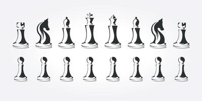 conjunto agrupar xadrez peças logotipo ícone vetor Projeto. vintage ilustração do xadrez borda modelo. xadrez clube logotipo Projeto