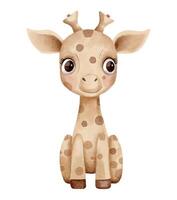 aguarela girafa. girafa vetor ilustração. aguarela brinquedos. fofa desenho animado girafa