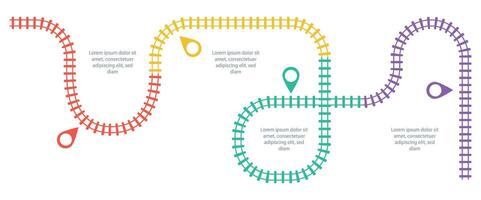Ferrovia faixas, estrada de ferro simples ícone, trilho rastrear direção, trem faixas colorida vetor ilustrações. Linha do tempo infográfico elementos, simples ilustração em uma branco fundo.
