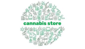 maconha e cannabis loja ícone isolado em branco fundo. equipamento e acessórios para fumar, armazenando médico cannabis. vetor