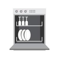 máquina tarefas domésticas cozinha prato limpeza prato moderno família doméstico casa higiene lava-louças plano vetor ícone