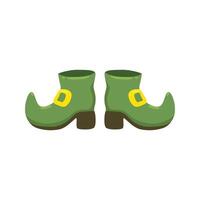 vetor verde Leprechauns bota dentro plano Projeto. clipart para a comemorar st patricks dia. duende sapatos com ouro