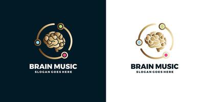 cérebro música logotipo Projeto com gradiente pró vetor