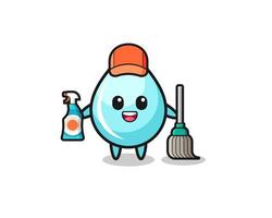 personagem de gota de água fofo como mascote de serviços de limpeza vetor