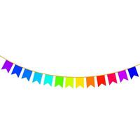 colorida carnaval guirlanda isolado em branco fundo. triangular bandeira suspensão em uma corda. adequado para festa celebrações, festivais, feiras e carnavais vetor