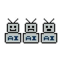 fofa pixel desenho animado robô ai 8 bits personagem jogos robô ou ai para Educação bate-papo vetor grande cabeça 8 mordeu robô vetor tecnologia ai robô.