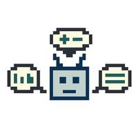 fofa pixel desenho animado robô ai 8 bits personagem jogos robô ou ai para Educação bate-papo vetor grande cabeça 8 mordeu robô vetor tecnologia ai robô.