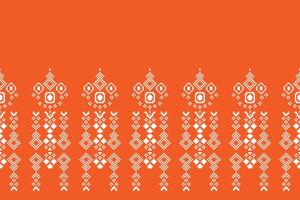 tradicional étnico motivos ikat geométrico tecido padronizar Cruz ponto.ikat bordado étnico oriental pixel laranja fundo. resumo,vetor,ilustração. textura, lenço, decoração, papel de parede. vetor