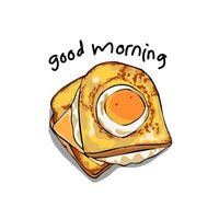 ovo prato com torrada e queijo para café da manhã vetor