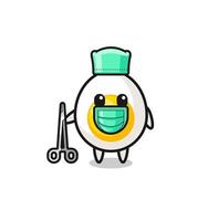 personagem mascote de ovo cozido cirurgião vetor