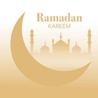 tradicional Ramadã kareem com lua e mesquita. vetor