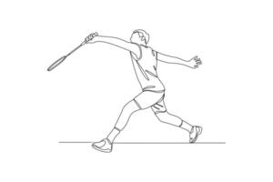 1 contínuo linha desenhando do Esportes conceito. rabisco vetor ilustração dentro simples linear estilo.