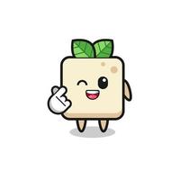 personagem de tofu fazendo coração de dedo coreano vetor