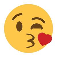 sopro uma beijo face emoji ícone vetor