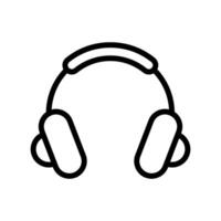vetor Preto linha ícone fones de ouvido isolado em branco fundo