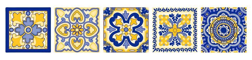 Mediterrâneo azulejos. azulejo decorativo arte. vetor conjunto isolado em branco fundo
