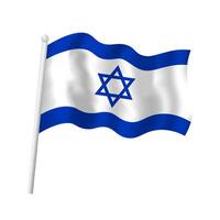 Israel bandeira em mastro de bandeira acenando dentro vento. vetor isolado ilustração do israelense bandeira com azul hexagrama, Estrela do david.