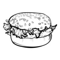 desenhado à mão hamburguer vetor ilustração